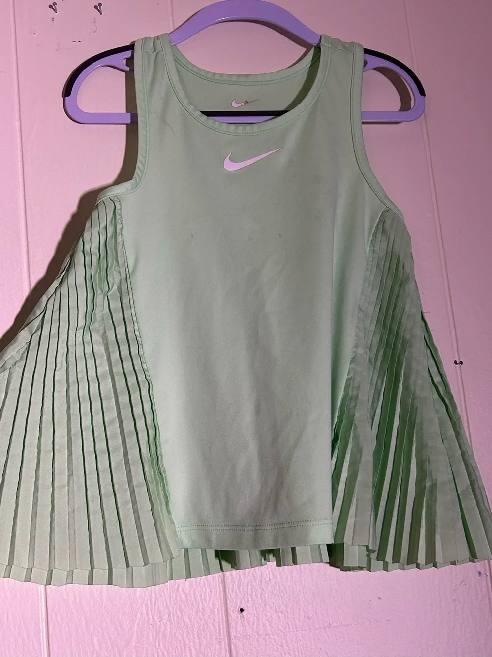 Nike Girls' Mint Green Pleated Athletic Tank